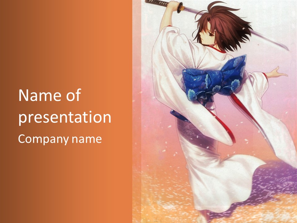 A Woman In A Kimono Holding A Sword PowerPoint Template