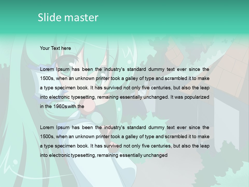 A Girl With Green Hair Is Holding A Cell Phone PowerPoint Template