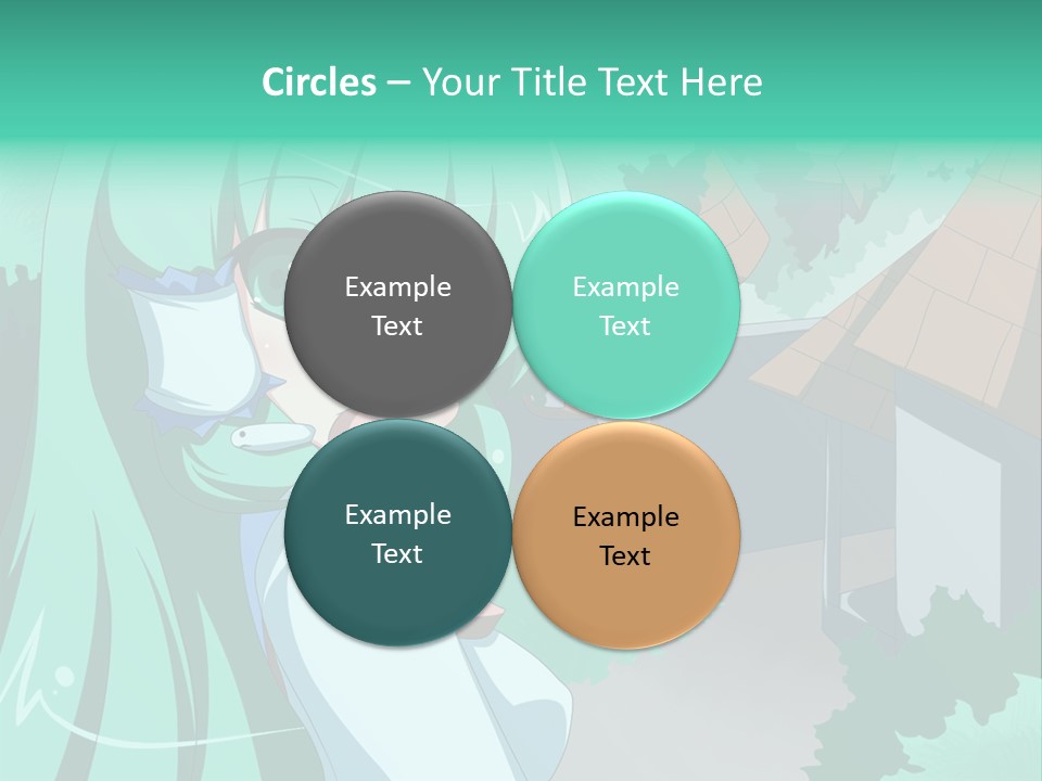 A Girl With Green Hair Is Holding A Cell Phone PowerPoint Template