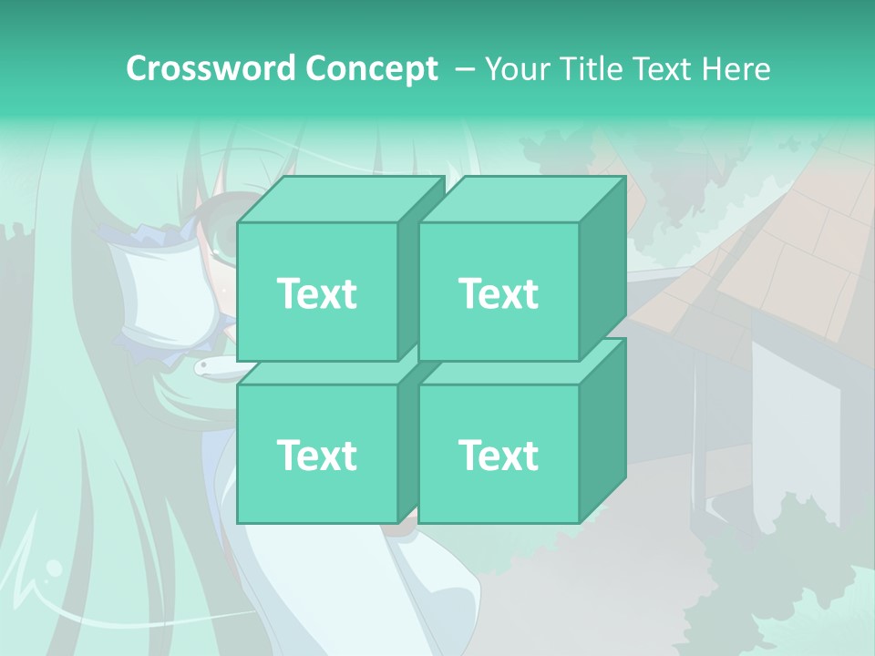 A Girl With Green Hair Is Holding A Cell Phone PowerPoint Template