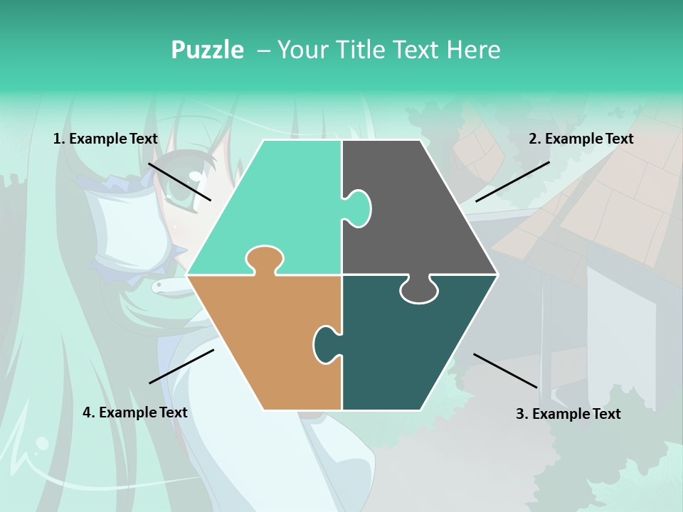 A Girl With Green Hair Is Holding A Cell Phone PowerPoint Template