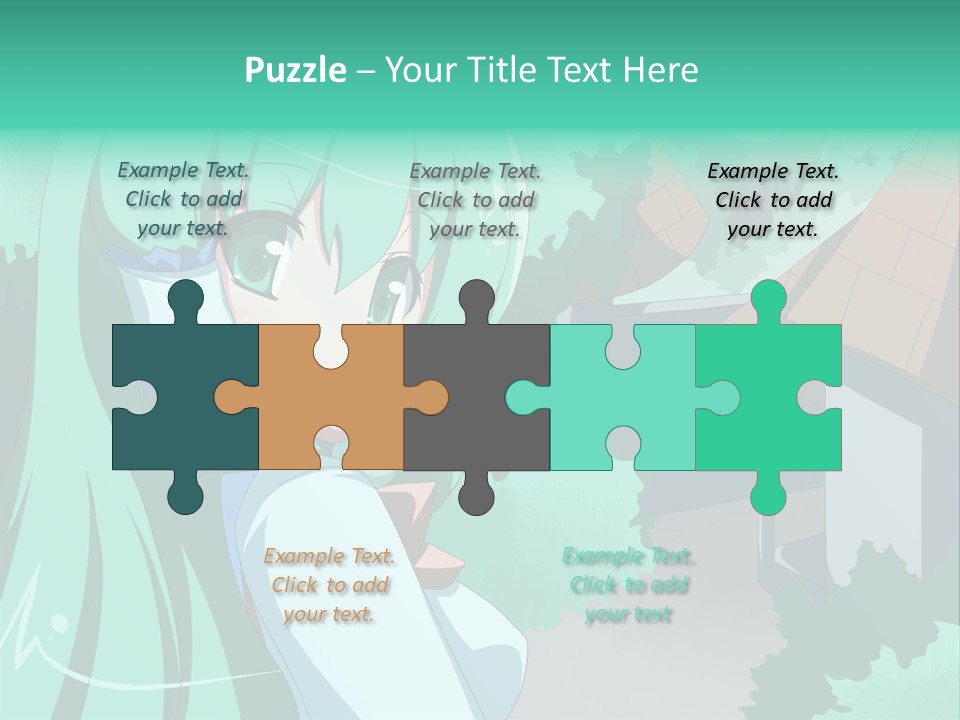 A Girl With Green Hair Is Holding A Cell Phone PowerPoint Template