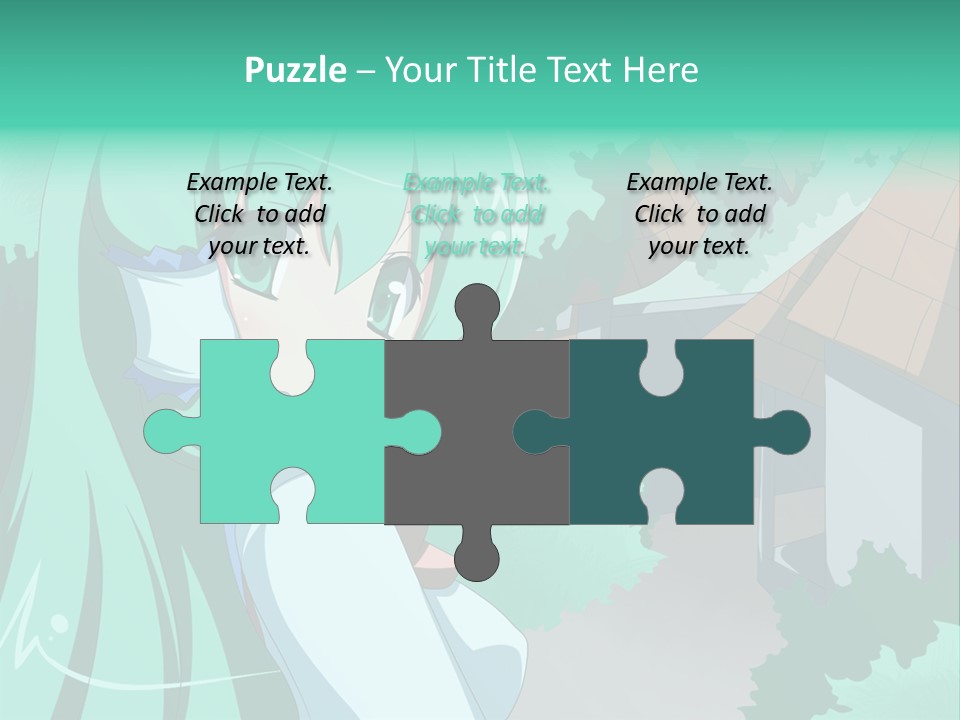 A Girl With Green Hair Is Holding A Cell Phone PowerPoint Template