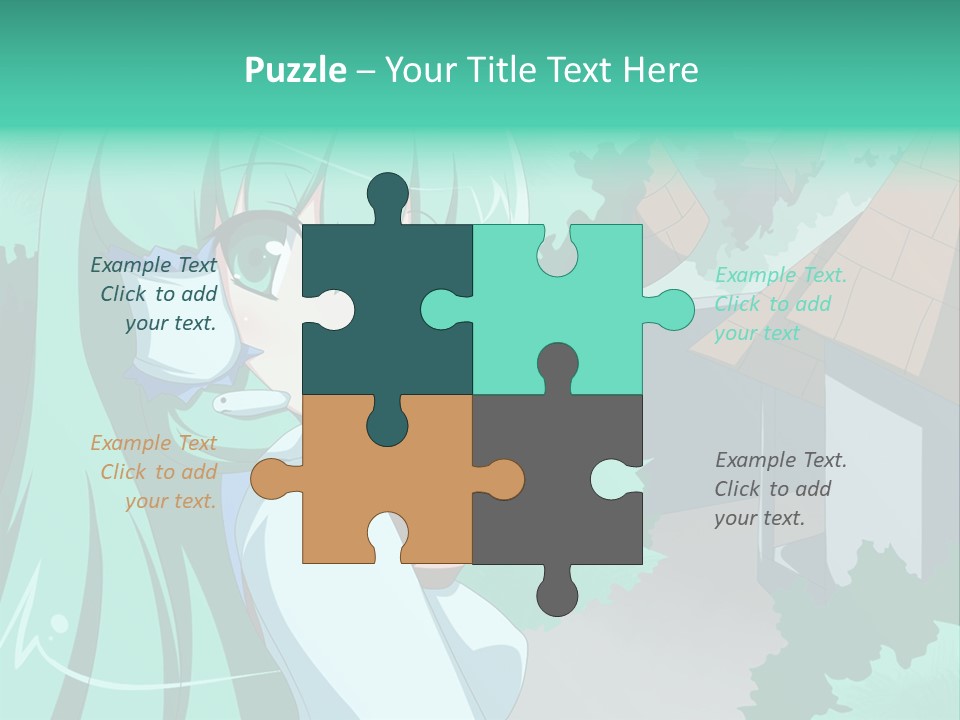 A Girl With Green Hair Is Holding A Cell Phone PowerPoint Template