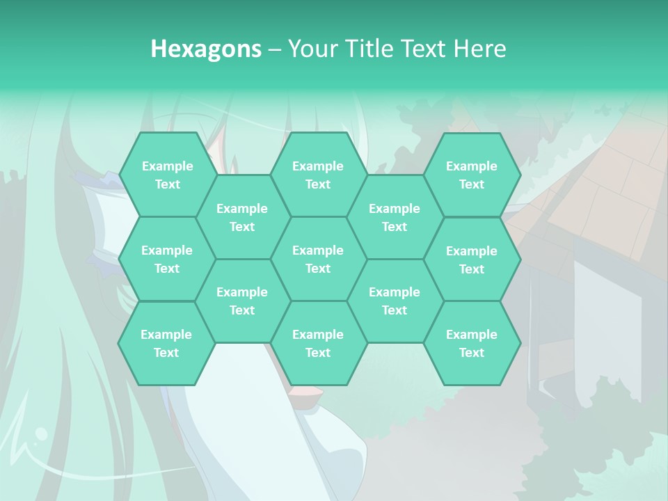 A Girl With Green Hair Is Holding A Cell Phone PowerPoint Template