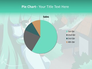 A Girl With Green Hair Is Holding A Cell Phone PowerPoint Template