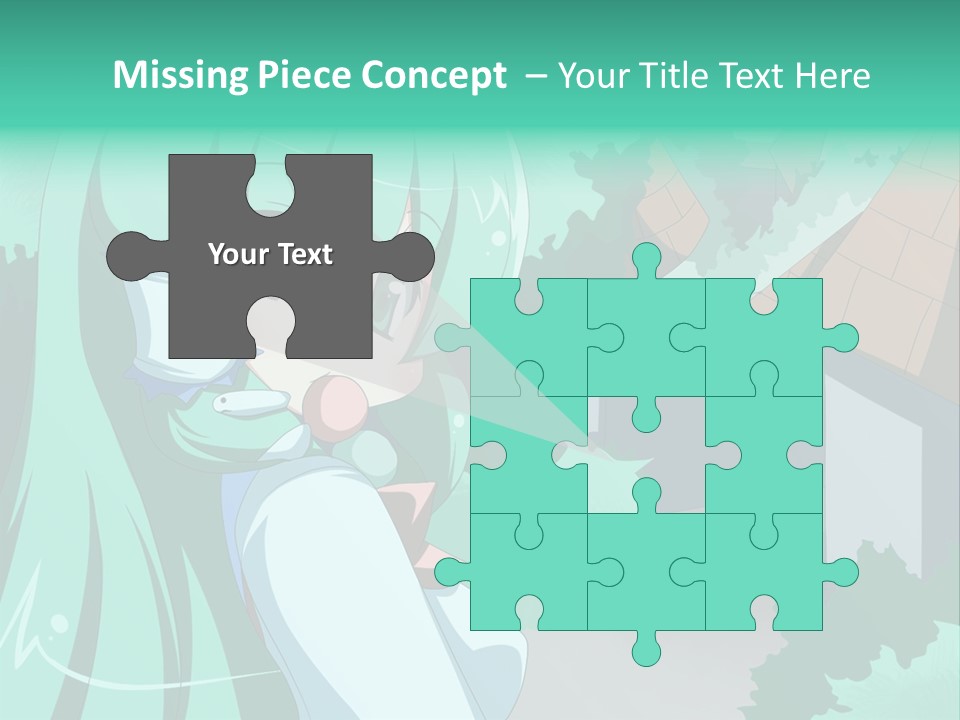 A Girl With Green Hair Is Holding A Cell Phone PowerPoint Template