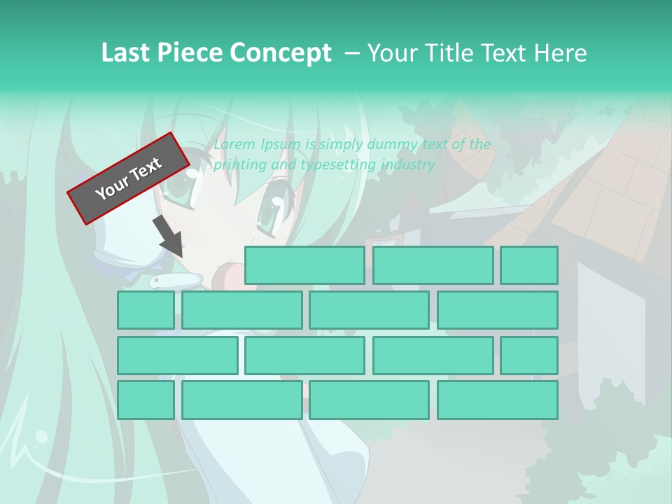 A Girl With Green Hair Is Holding A Cell Phone PowerPoint Template