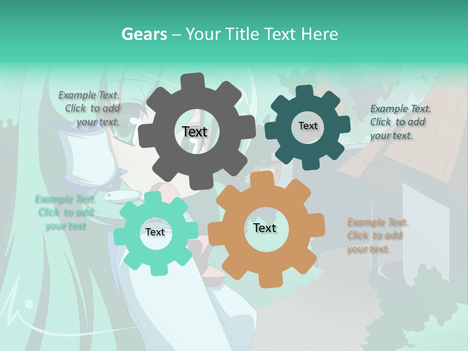 A Girl With Green Hair Is Holding A Cell Phone PowerPoint Template