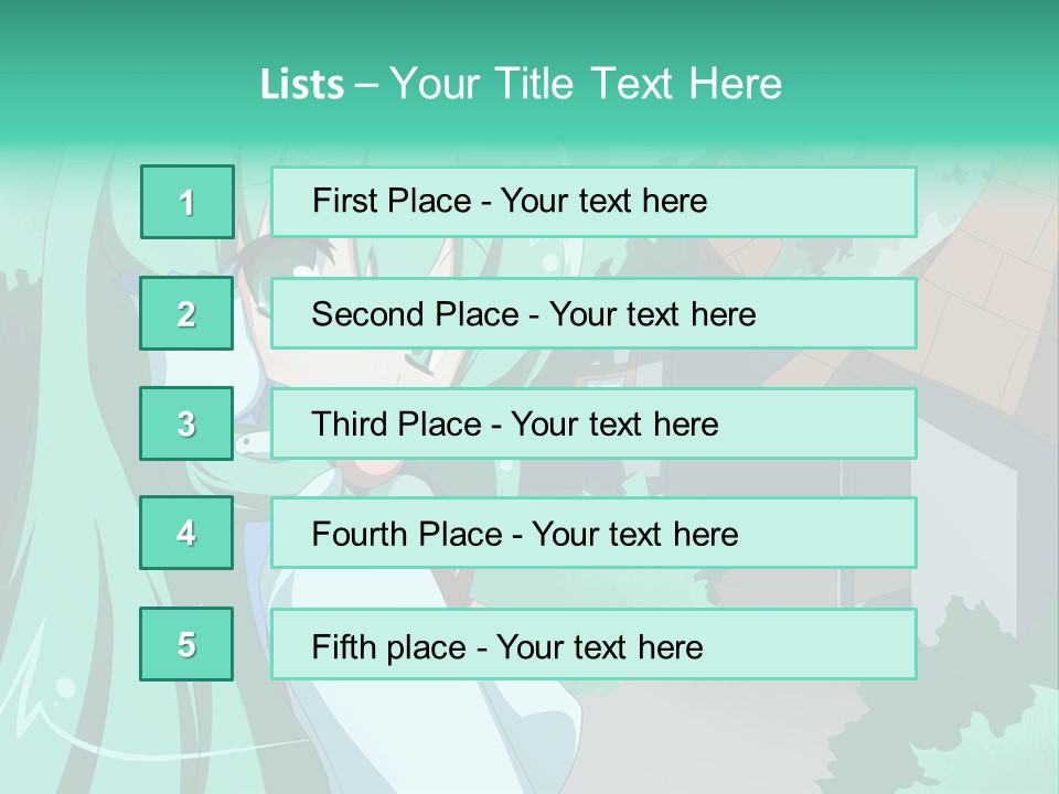 A Girl With Green Hair Is Holding A Cell Phone PowerPoint Template