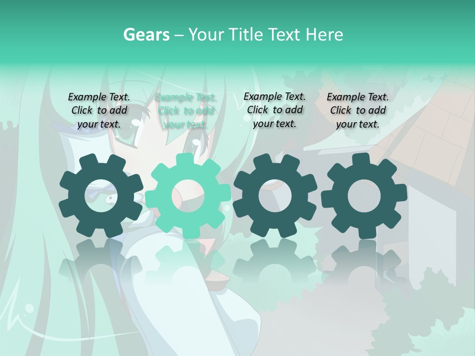 A Girl With Green Hair Is Holding A Cell Phone PowerPoint Template