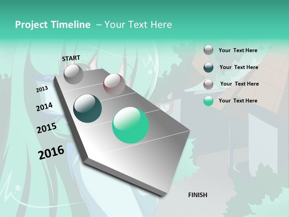 A Girl With Green Hair Is Holding A Cell Phone PowerPoint Template