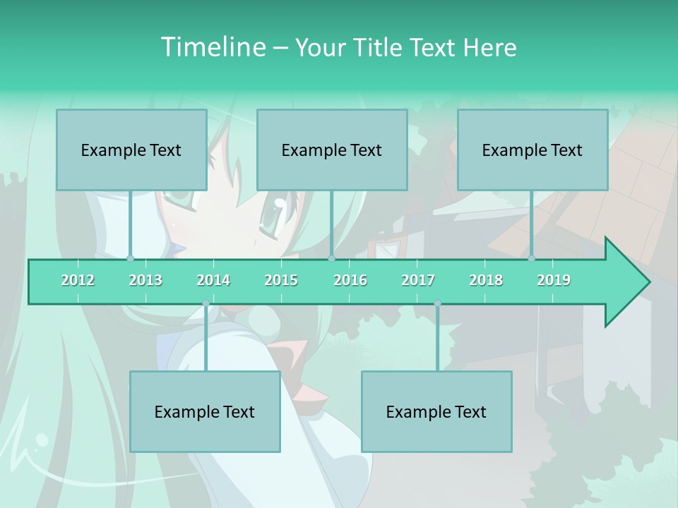 A Girl With Green Hair Is Holding A Cell Phone PowerPoint Template
