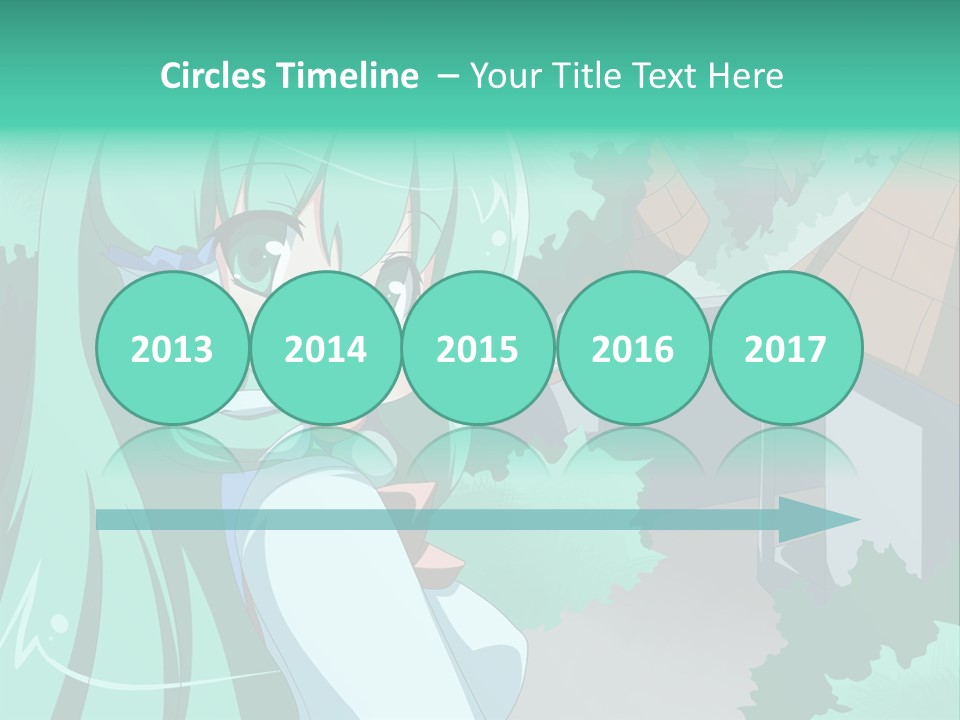 A Girl With Green Hair Is Holding A Cell Phone PowerPoint Template