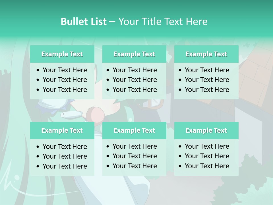 A Girl With Green Hair Is Holding A Cell Phone PowerPoint Template