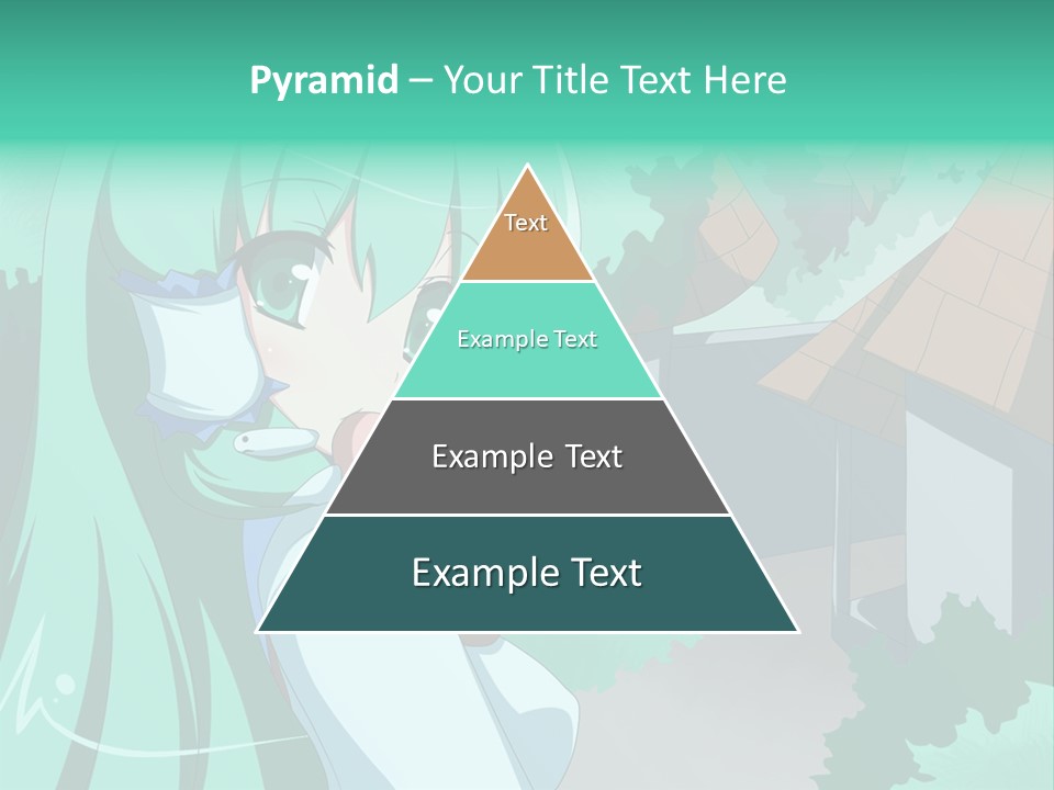 A Girl With Green Hair Is Holding A Cell Phone PowerPoint Template