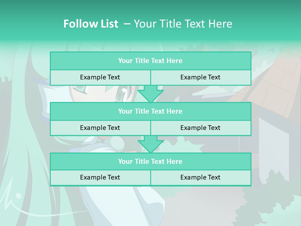 A Girl With Green Hair Is Holding A Cell Phone PowerPoint Template