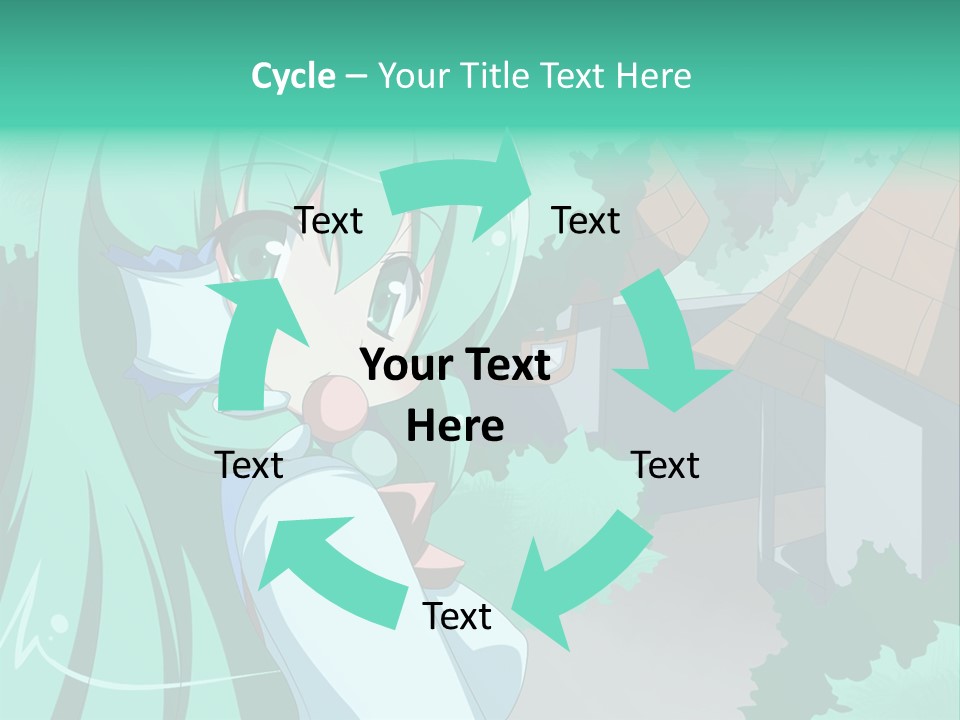 A Girl With Green Hair Is Holding A Cell Phone PowerPoint Template