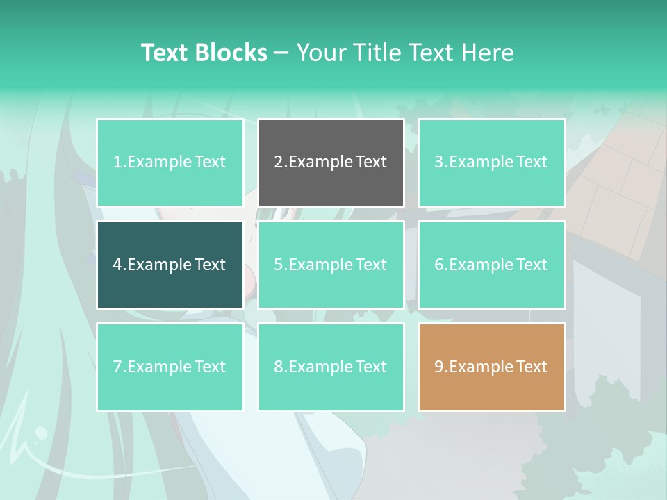 A Girl With Green Hair Is Holding A Cell Phone PowerPoint Template