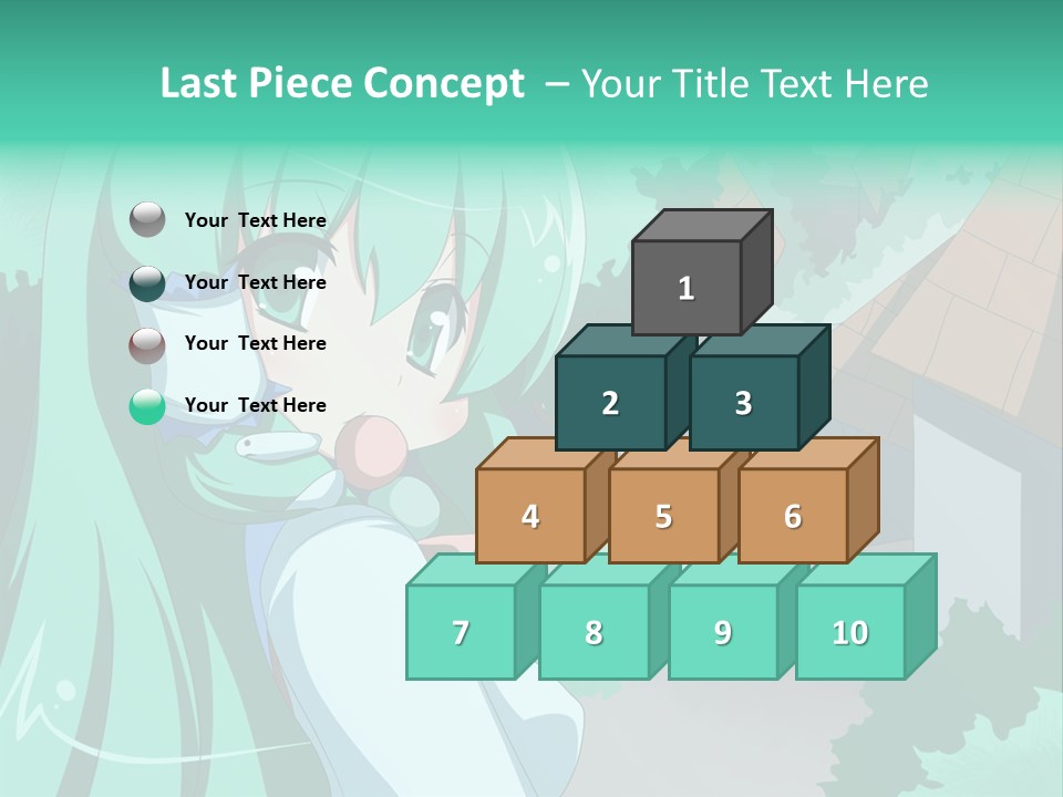 A Girl With Green Hair Is Holding A Cell Phone PowerPoint Template