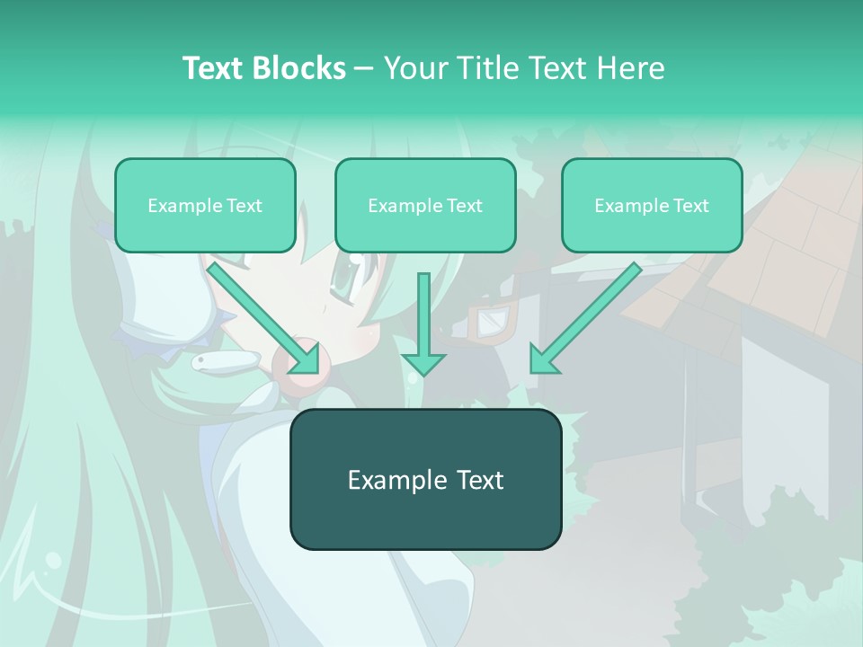 A Girl With Green Hair Is Holding A Cell Phone PowerPoint Template