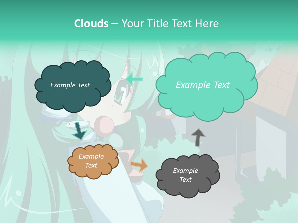 A Girl With Green Hair Is Holding A Cell Phone PowerPoint Template