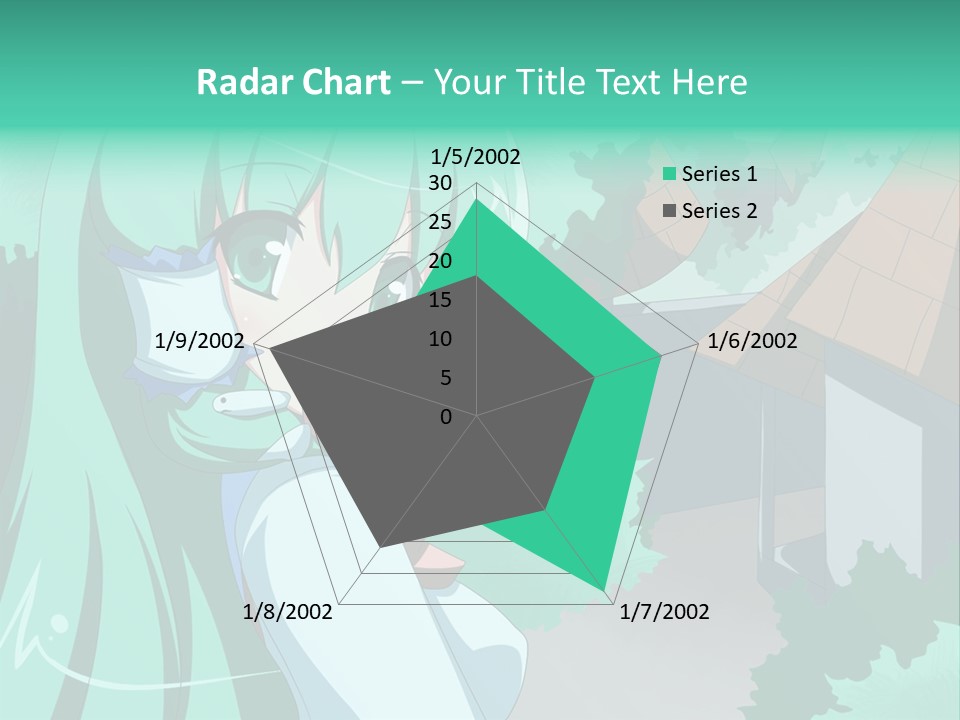 A Girl With Green Hair Is Holding A Cell Phone PowerPoint Template