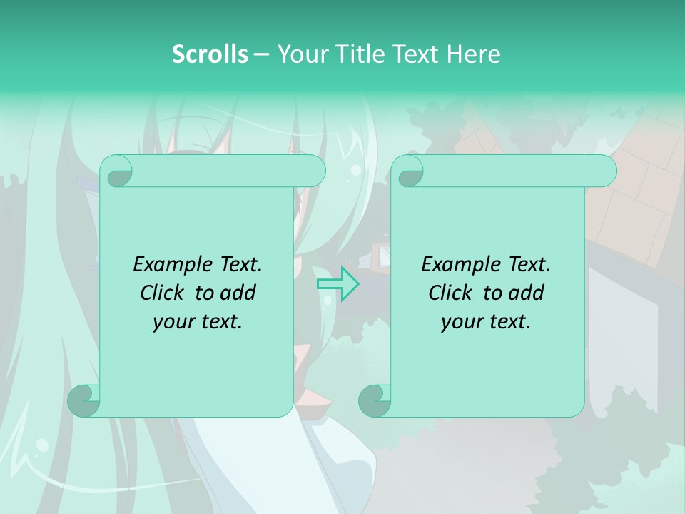 A Girl With Green Hair Is Holding A Cell Phone PowerPoint Template