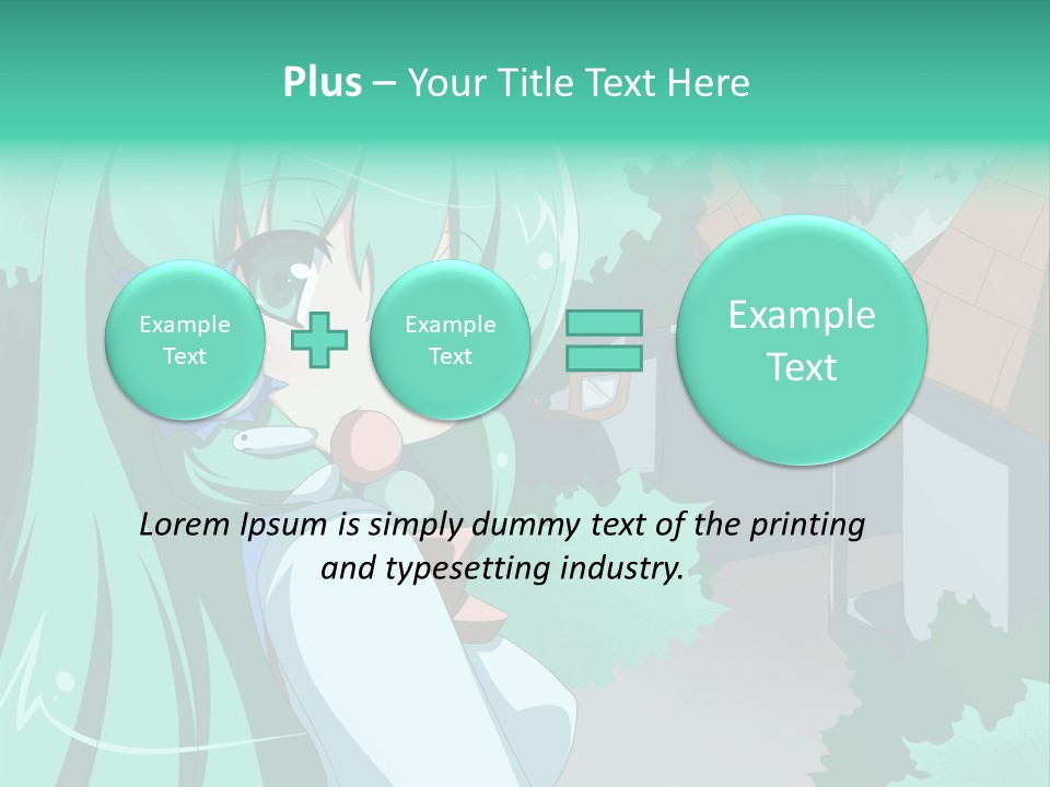 A Girl With Green Hair Is Holding A Cell Phone PowerPoint Template