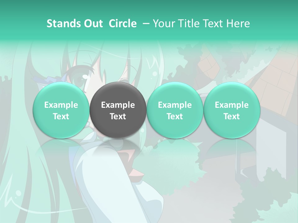 A Girl With Green Hair Is Holding A Cell Phone PowerPoint Template