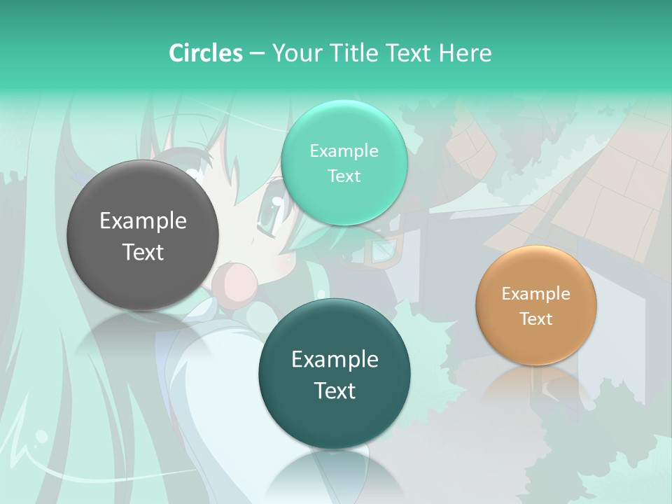 A Girl With Green Hair Is Holding A Cell Phone PowerPoint Template