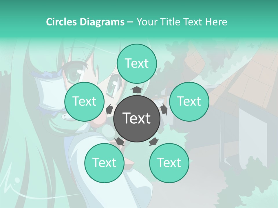 A Girl With Green Hair Is Holding A Cell Phone PowerPoint Template