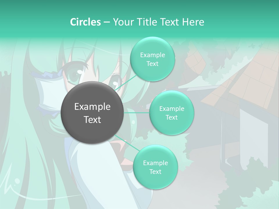 A Girl With Green Hair Is Holding A Cell Phone PowerPoint Template