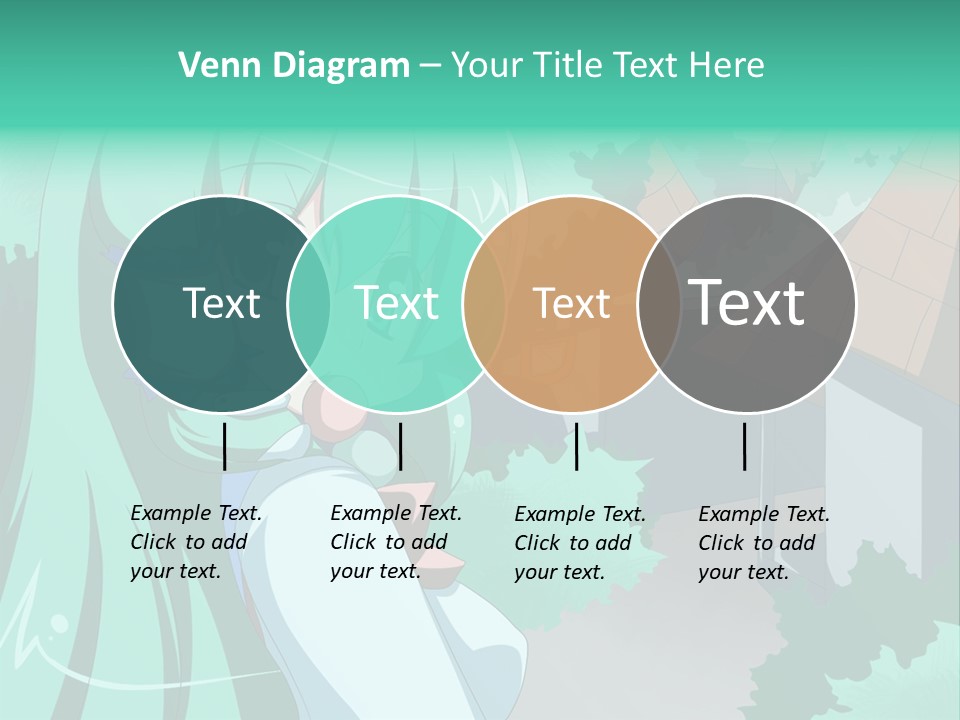 A Girl With Green Hair Is Holding A Cell Phone PowerPoint Template