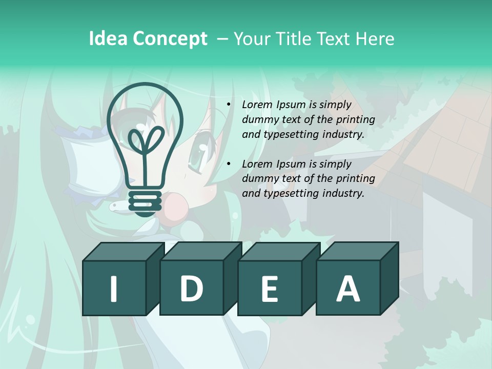 A Girl With Green Hair Is Holding A Cell Phone PowerPoint Template