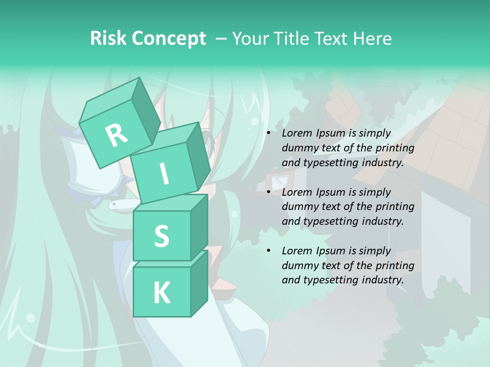 A Girl With Green Hair Is Holding A Cell Phone PowerPoint Template