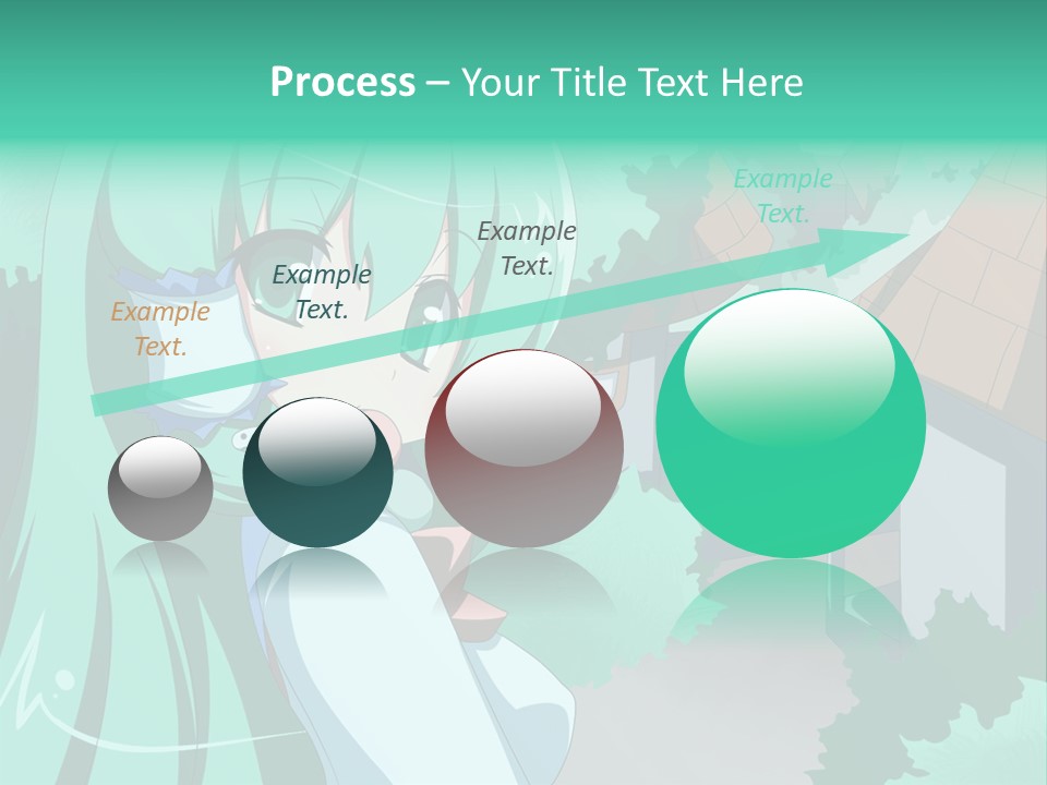 A Girl With Green Hair Is Holding A Cell Phone PowerPoint Template