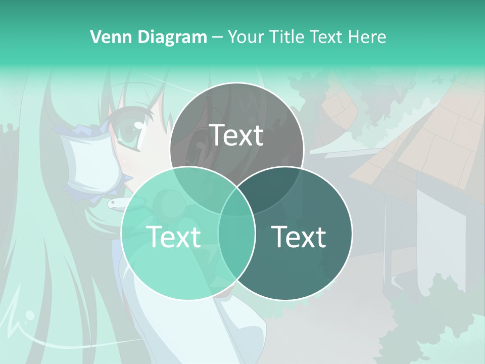 A Girl With Green Hair Is Holding A Cell Phone PowerPoint Template