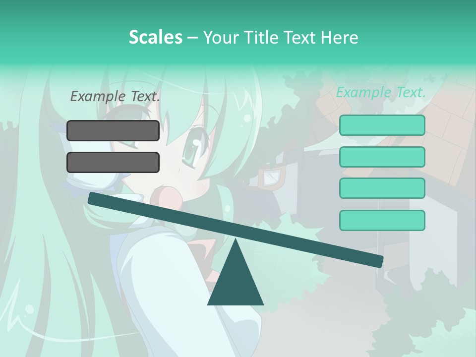 A Girl With Green Hair Is Holding A Cell Phone PowerPoint Template