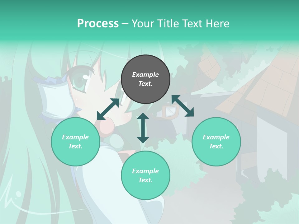 A Girl With Green Hair Is Holding A Cell Phone PowerPoint Template
