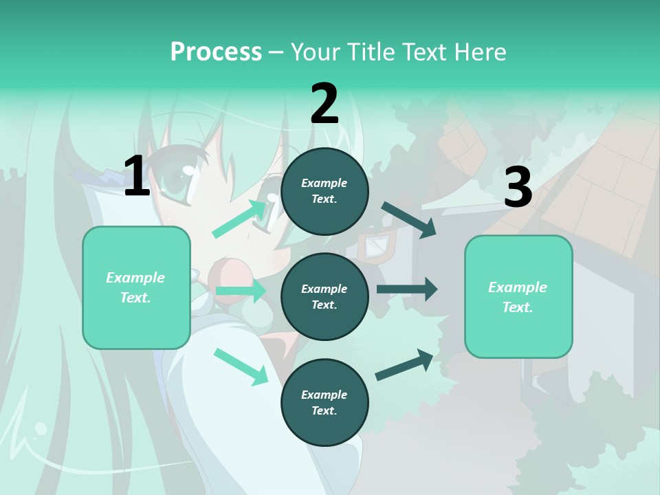 A Girl With Green Hair Is Holding A Cell Phone PowerPoint Template