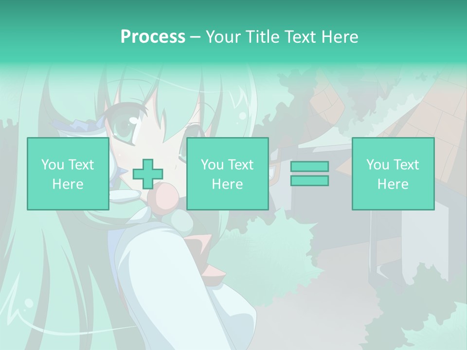 A Girl With Green Hair Is Holding A Cell Phone PowerPoint Template