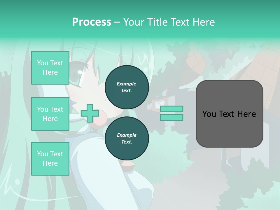 A Girl With Green Hair Is Holding A Cell Phone PowerPoint Template