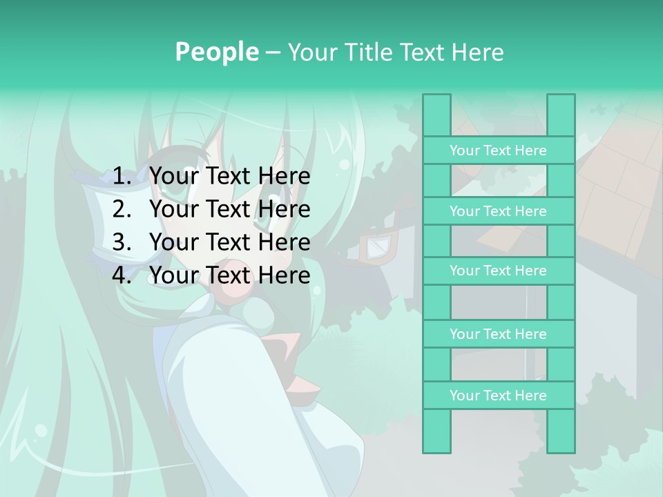 A Girl With Green Hair Is Holding A Cell Phone PowerPoint Template