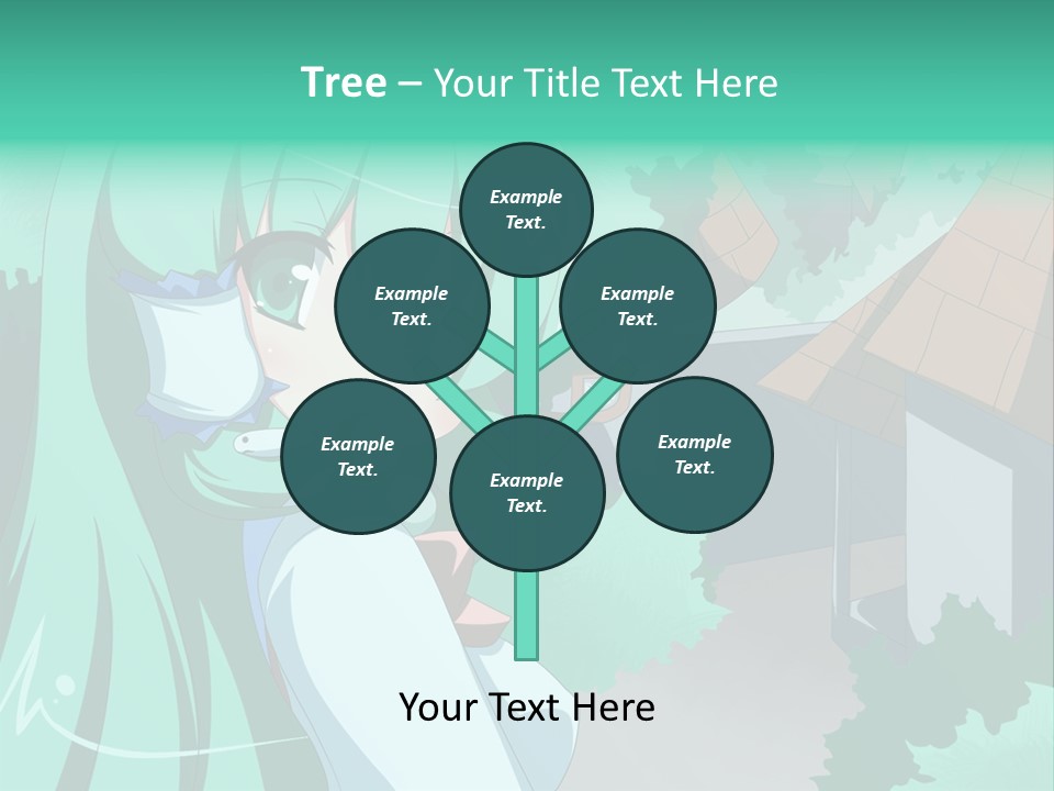 A Girl With Green Hair Is Holding A Cell Phone PowerPoint Template