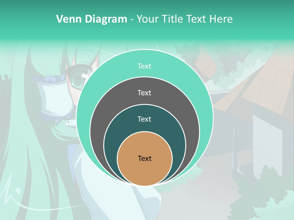 A Girl With Green Hair Is Holding A Cell Phone PowerPoint Template
