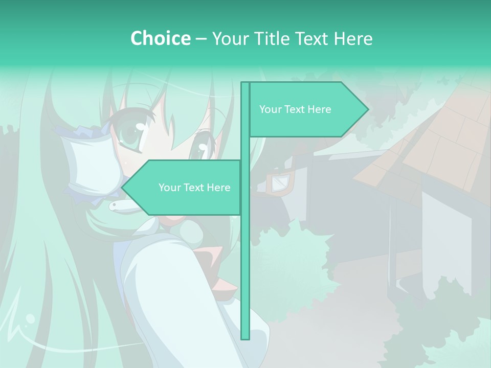 A Girl With Green Hair Is Holding A Cell Phone PowerPoint Template