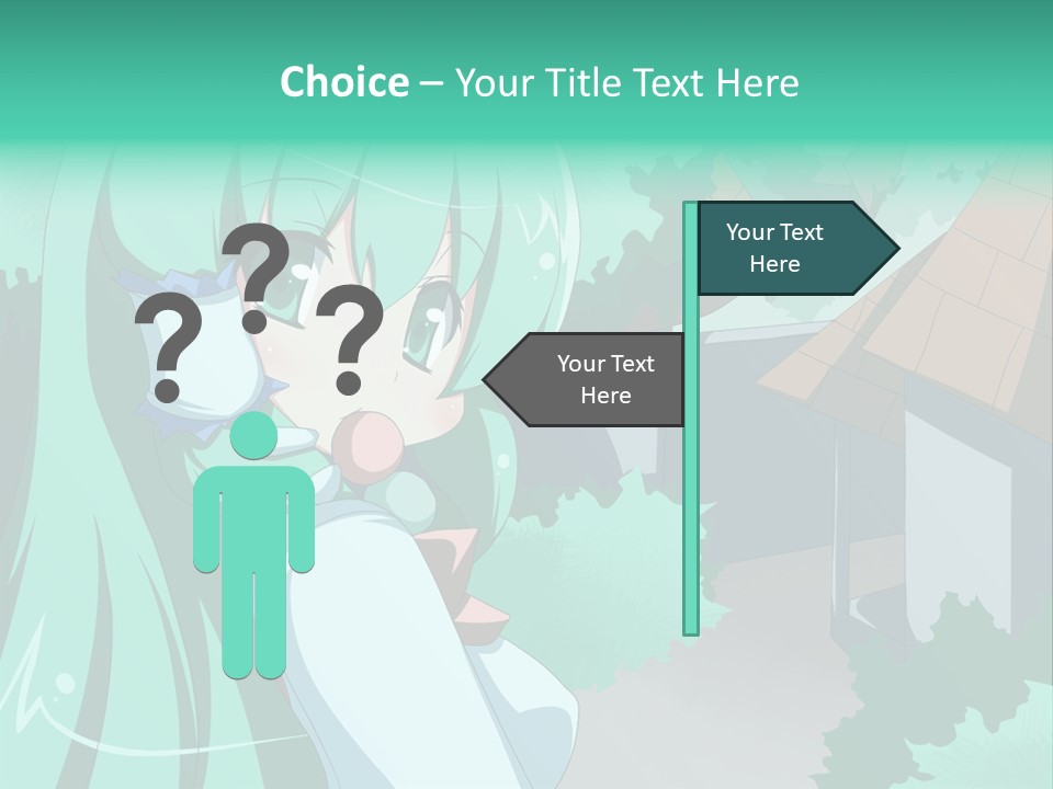 A Girl With Green Hair Is Holding A Cell Phone PowerPoint Template