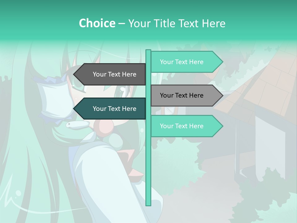 A Girl With Green Hair Is Holding A Cell Phone PowerPoint Template