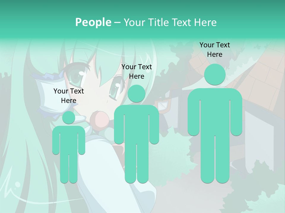A Girl With Green Hair Is Holding A Cell Phone PowerPoint Template